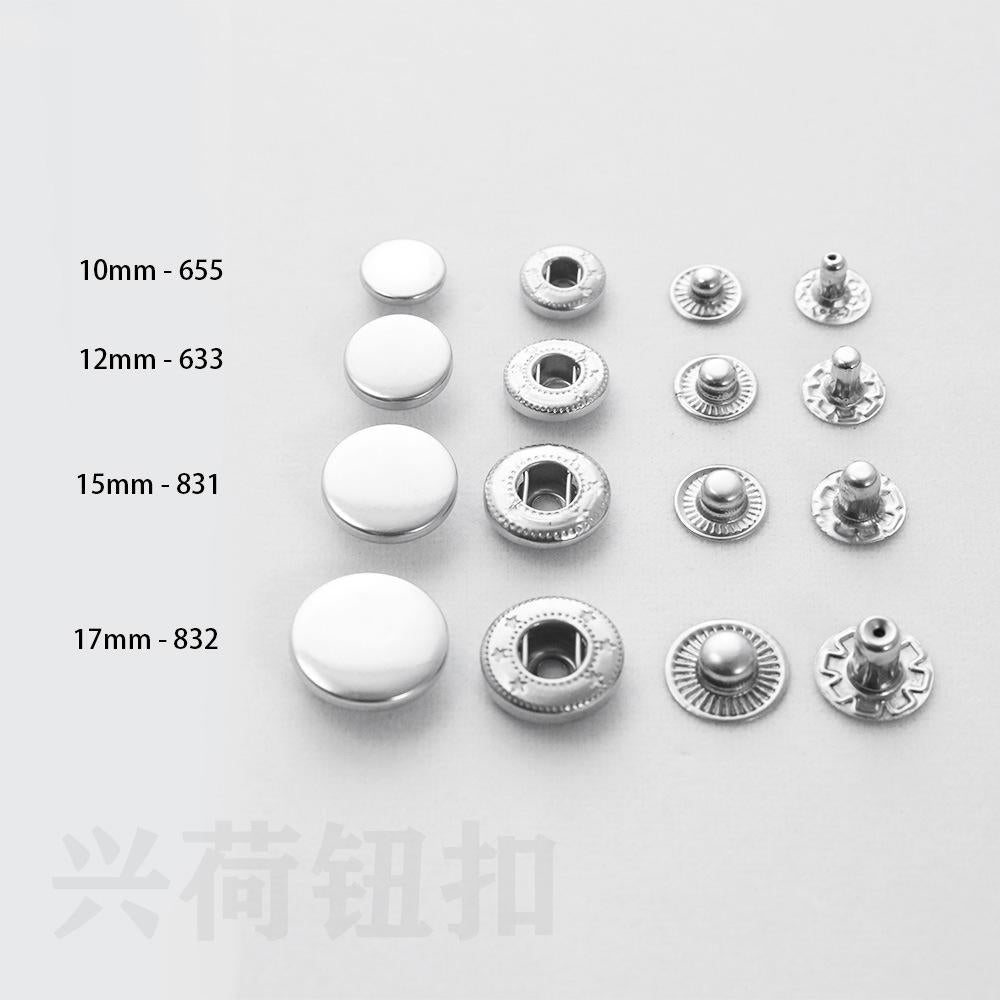 Four-Joint Buckle Copper Classic Simple Metal Snap Button Stainless Steel Surface Buckle Seam-Free Bottom Buckle Clothing Accessories Mother and Child Buckle