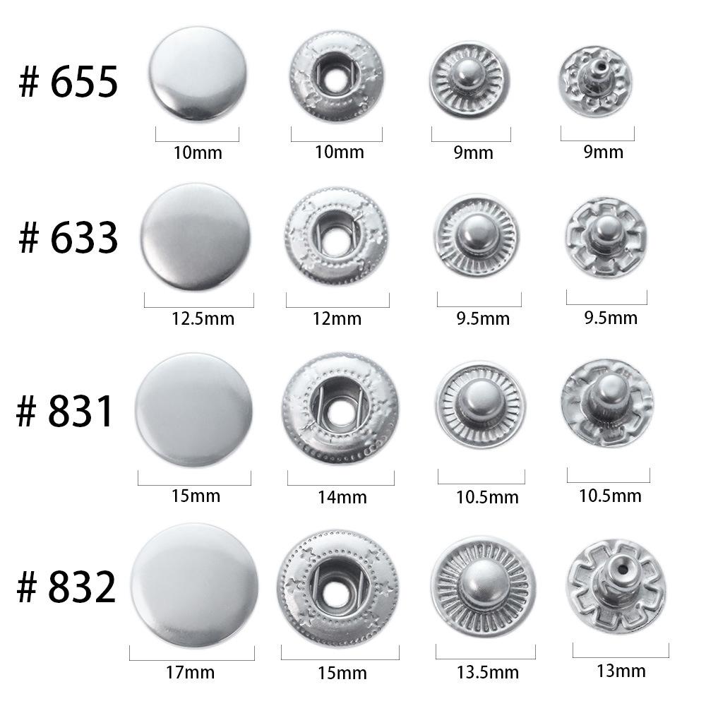 Four-Joint Buckle Copper Classic Simple Metal Snap Button Stainless Steel Surface Buckle Seam-Free Bottom Buckle Clothing Accessories Mother and Child Buckle