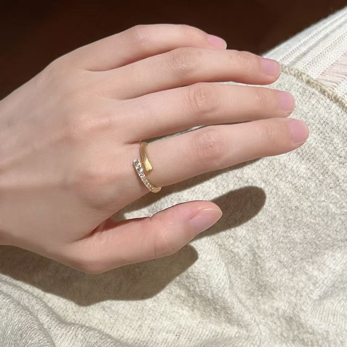 925 Sterling Silver New Brushed Ring Women's Non-Fading Light Luxury High-Grade Sense Niche Design Cross Zircon Open Ring